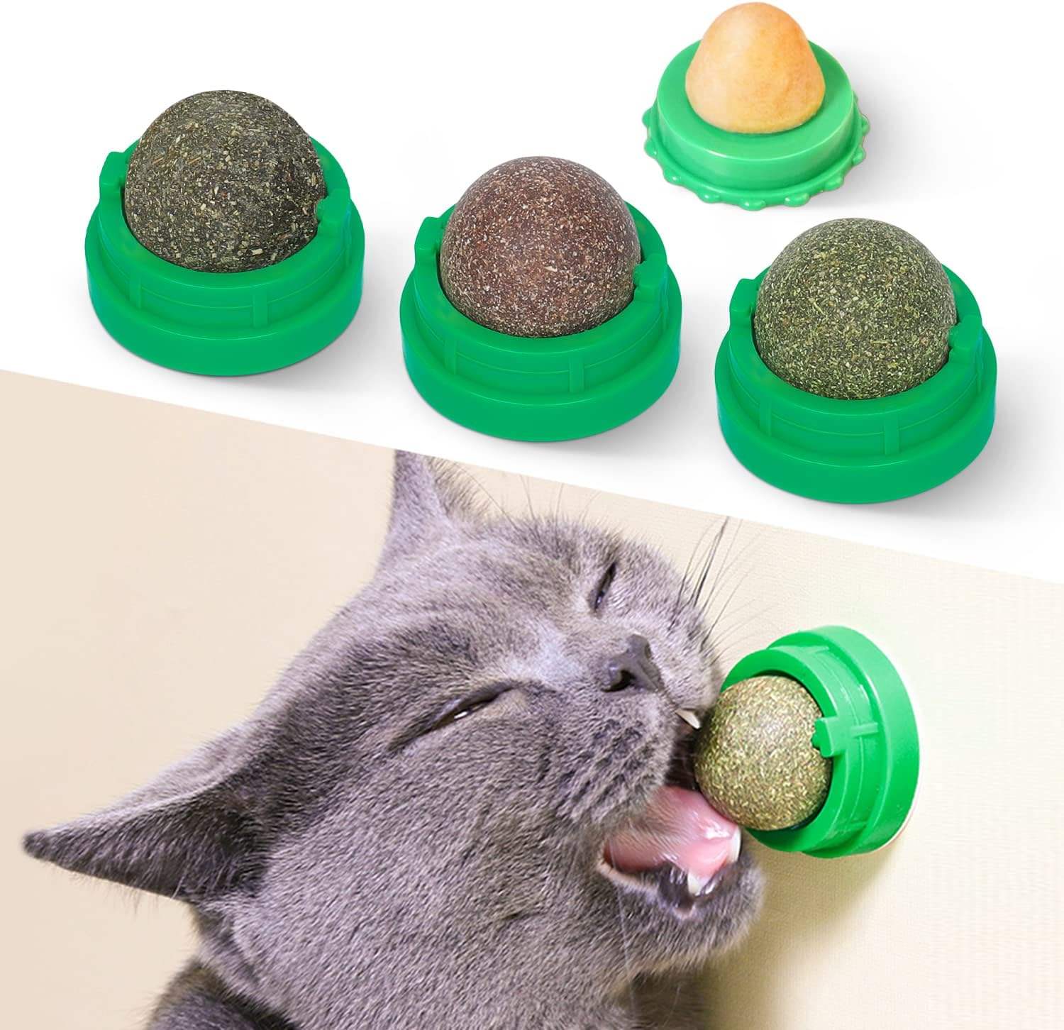 Bola de Catnip Adhesiva Giratoria para Gatos (Juguete de lamido y juego)